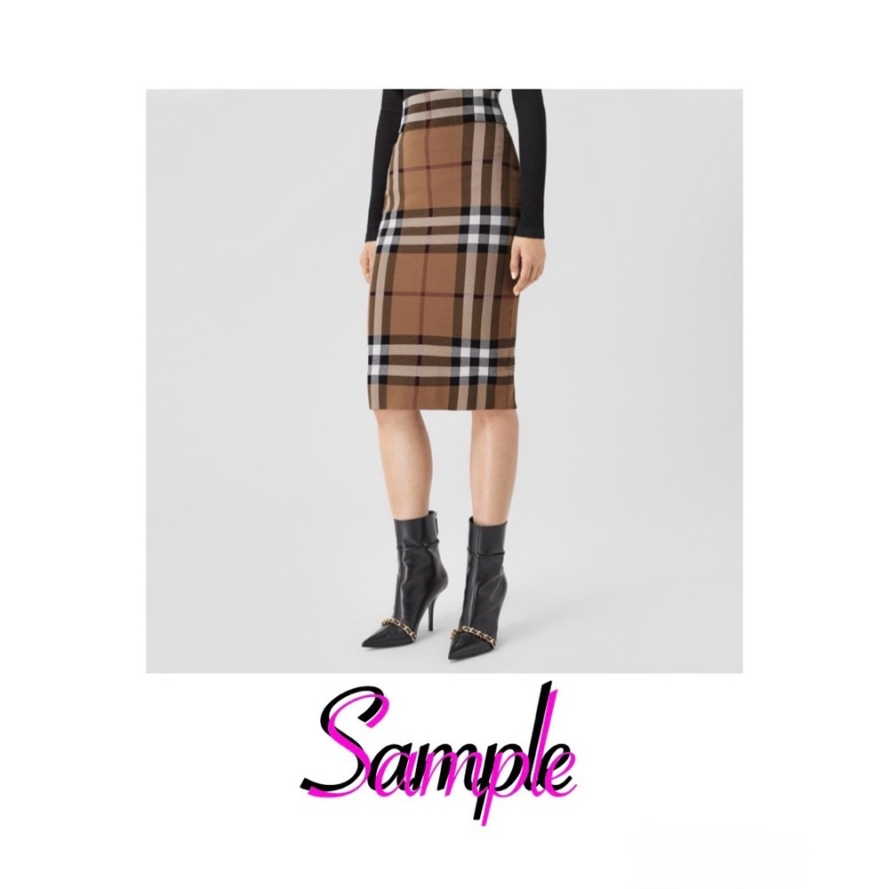 🆕Carole Wren Plaid Pencil Skirt in Camel Brown Classic Women's Skirt S🆕